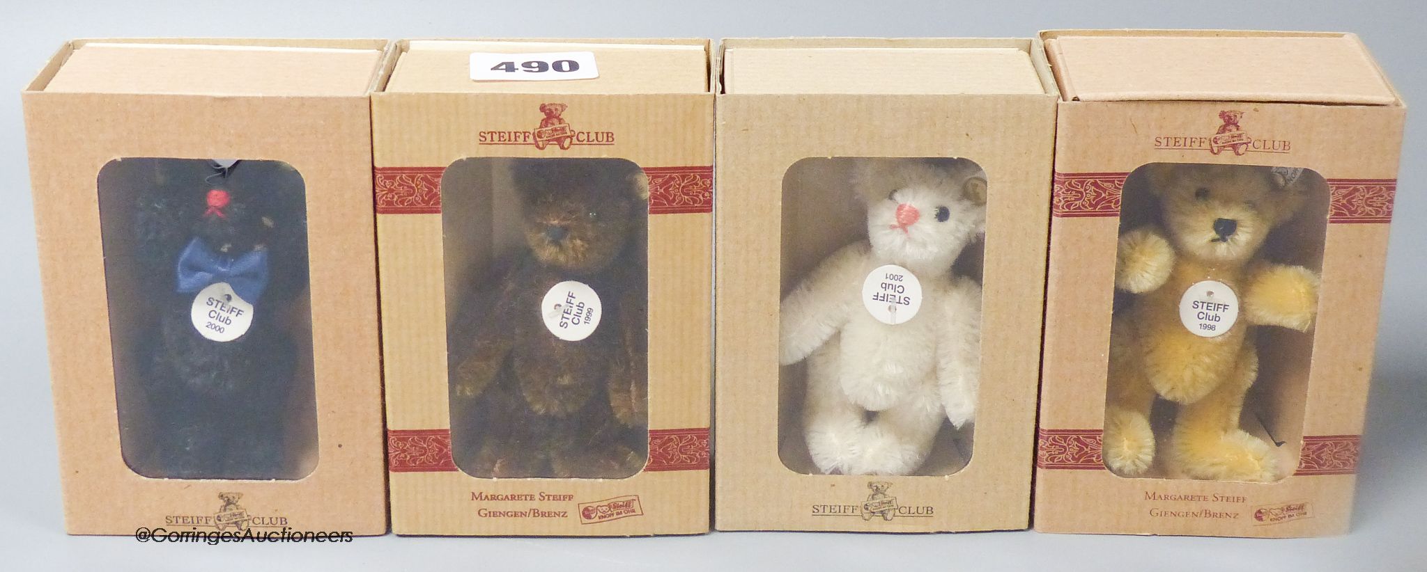 Four Steiff Club gift bears 1999-2002